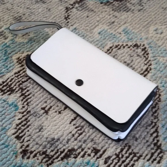 Kate Spade Saturday 2 in 1 Black & White Leather Double Wallet Wristlet - Picture 5 of 16